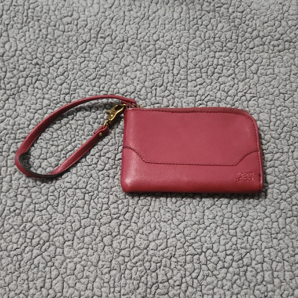 Frye & Co Faux Leather Maroon Zip Wallet Wristlet